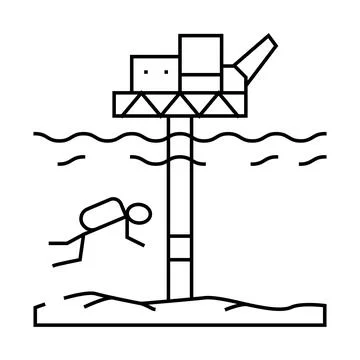 Work with oil rigs line icon vector illustration Stock Illustration
