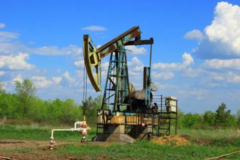 Work at an oil well Stock Photos