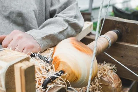 Work on an old lathe Stock Photos