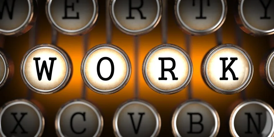 Work on Old Typewriter's Keys. Stock Illustration