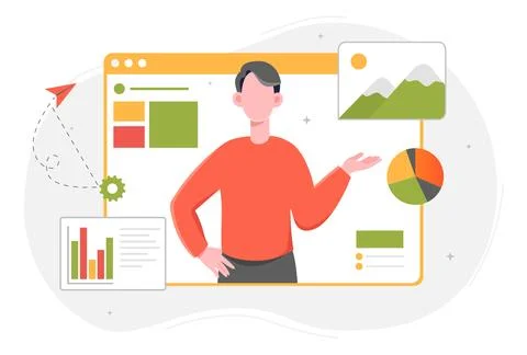 Work online concept 库存插图