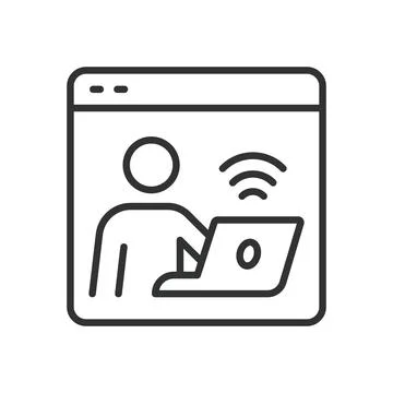 Work online, icon in line design. Work online, remote job, online work Stock Illustration