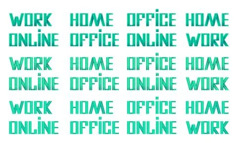 Work online sticker set on white isolated backdrop for website template. Stock Illustration