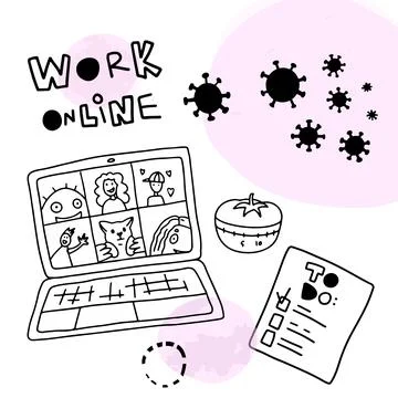 Work online vector stock illustration. Abstract contemporary modern trendy .. Stock Illustration