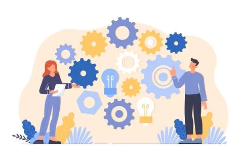 Work operations and teamwork productivity concept Illustrazione stock