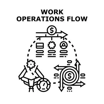 Work operations flow processing business tasks efficiency Stock Illustration
