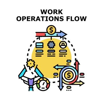 Work operations flow processing business tasks efficiency Stock Illustration