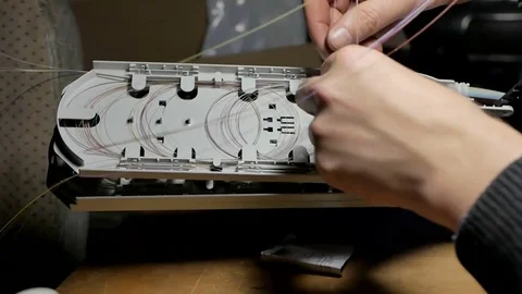 Work with optical fiber Stock Footage 74124451