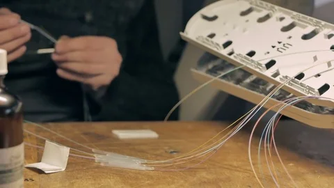 Work with optical fiber Stock Footage 80816186