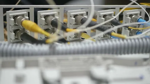 Work with optical fiber Stock Footage 97661034