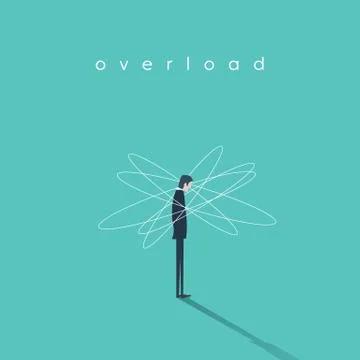 Work or job overload and stress vector concept with businessman symbol Stock Illustration