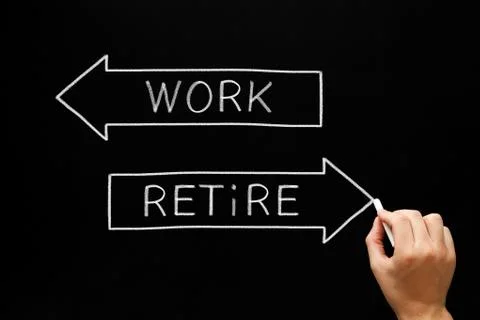 Work Or Retire Decision Arrows Concept Photos