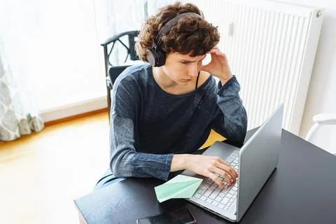 Work or study at home online Stock Photos