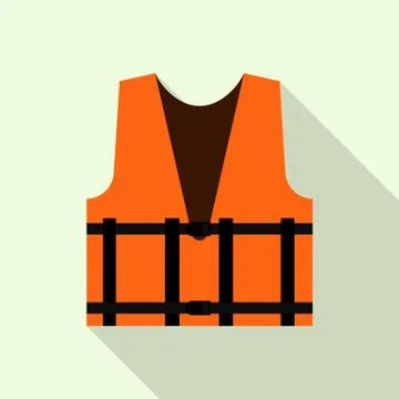 Work orange reflective vest icon, flat style Stock Illustration