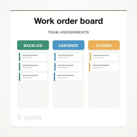 Work Order Board maintenance board animation, Industry 4.0, square 1:1 Stock Footage 346245675