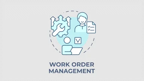 Work order management blue concept icon animation Stock Footage 337936691