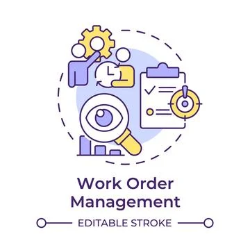 Work order management multi color concept icon Illustrazione stock
