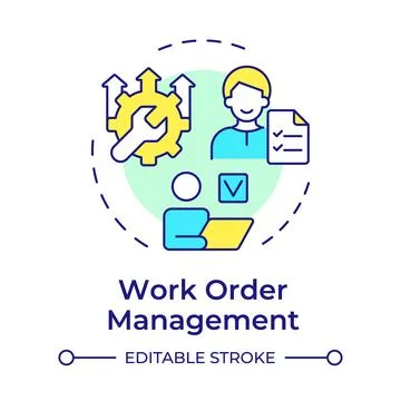 Work order management multi color concept icon Illustrazione stock