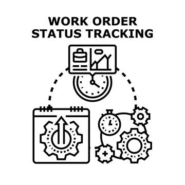 Work order status tracking business process management Illustrazione stock