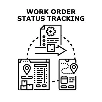 Work order status tracking managing delivery logistics Stockillustratie