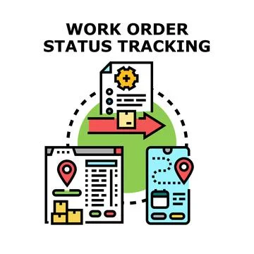 Work order status tracking managing delivery logistics Stockillustratie