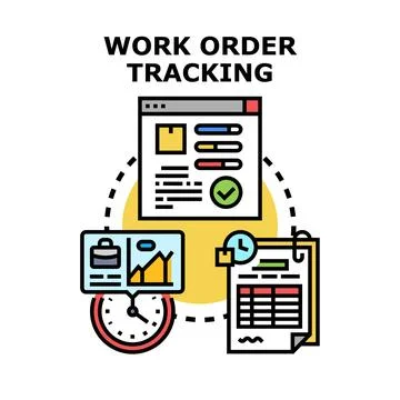 Work order tracking system managing business operations and tasks Stock Illustration