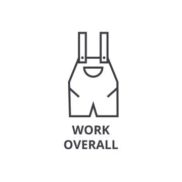 Work overall line icon, outline sign, linear symbol, vector, flat illustration Stock Illustration