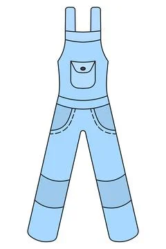 Work overalls. Blue workwear with pockets for gardening. Illustration Stock Illustration