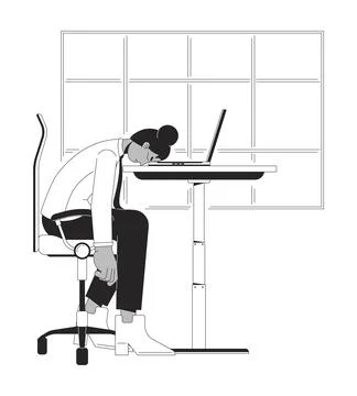 Work overload line cartoon flat illustration Stock Illustration