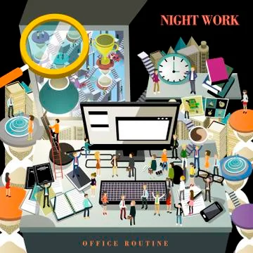 Work overtime concept Stockillustratie