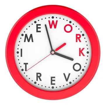 Work overtime, concept. Wall clock with inscription. 3D rendering Stock Illustration