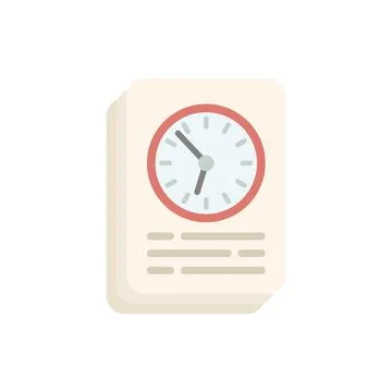 Work papers icon flat vector. Flexible time Stock Illustration