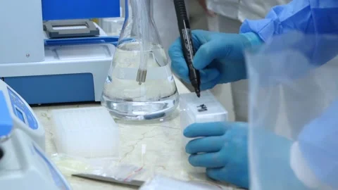Work in the PCR laboratory testing samples Stock Footage 149350875