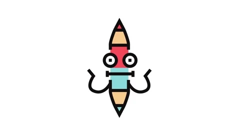 Work pen character color icon animation Stock Footage 326096648