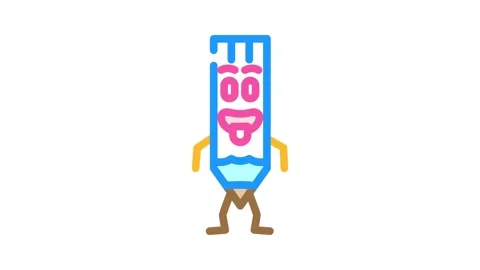 Work pen character color icon animation Stock Footage 327267895