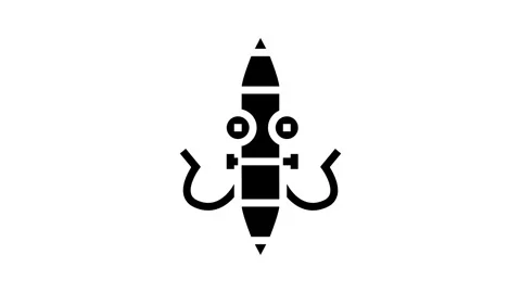 Work pen character glyph icon animation Stock Footage 326154914