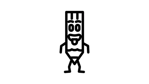 Work pen character line icon animation Stock Footage 326761444