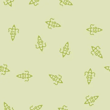 Work pen character line seamless pattern Stock Illustration