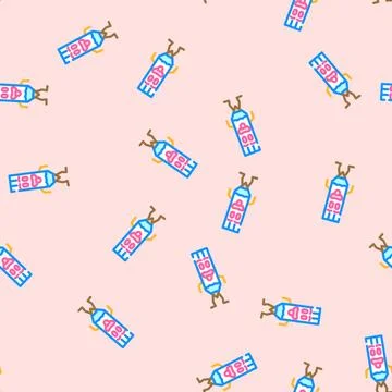 Work pen character vector seamless pattern Stock Illustration