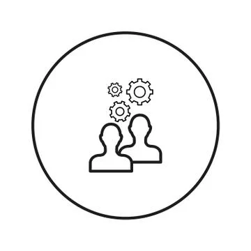 Work of people. Teamwork. Brainstorm. Icon. Vector. Line. Stock Illustration