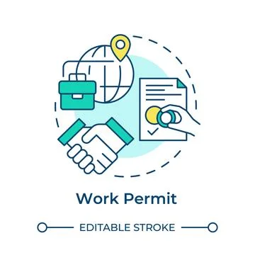Work permit multi color concept icon Stock Illustration