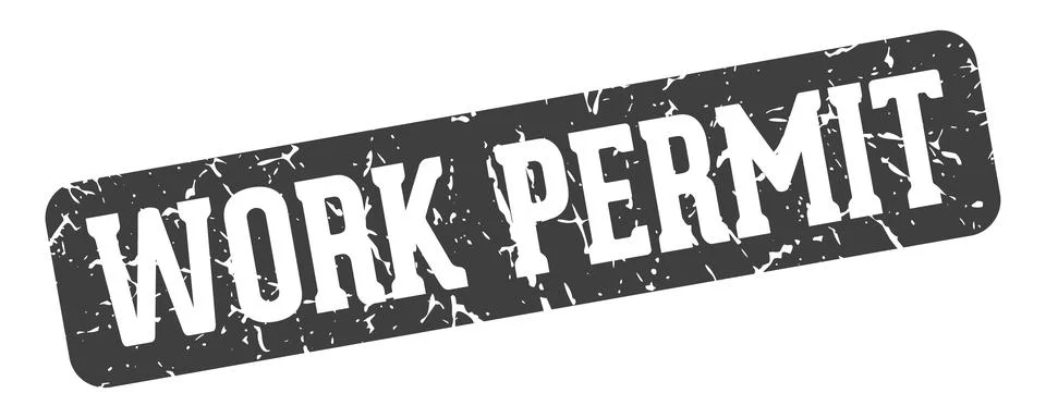 Work permit rectangular sign. work permit stamp Illustrazione stock