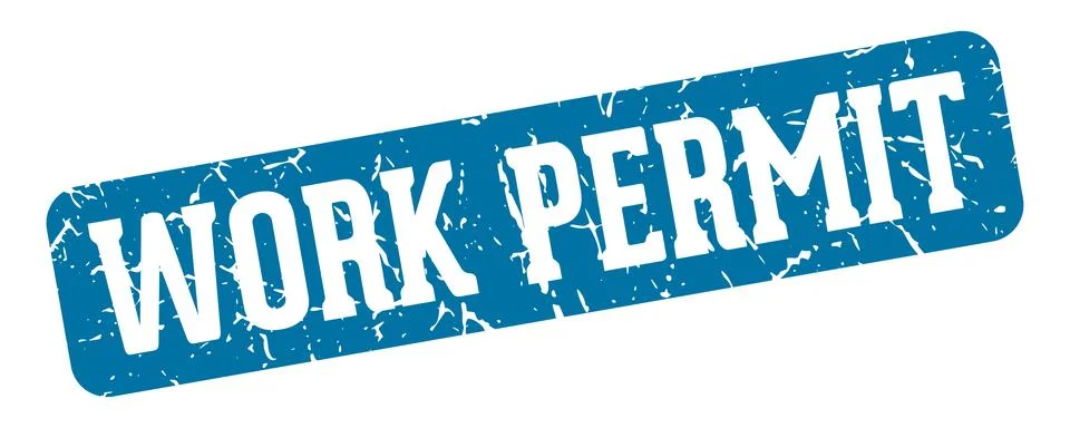 Work permit rectangular sign. work permit stamp Illustrazione stock