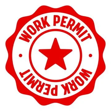 Work permit seal badge. work permit label sticker. Vector sign イラスト素材