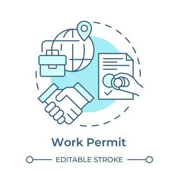 Work permit soft blue concept icon イラスト素材