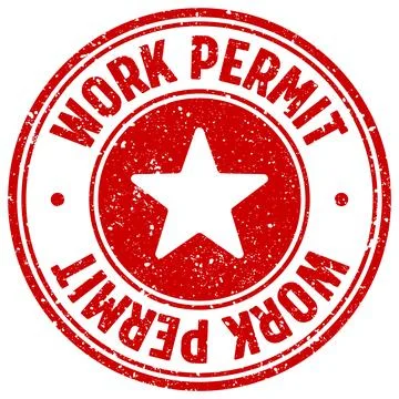 Work permit stamp Illustrazione stock