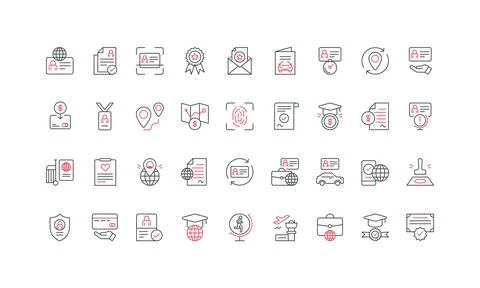 Work permit, student, travel visa request and approval status, immigration line Stock Illustration