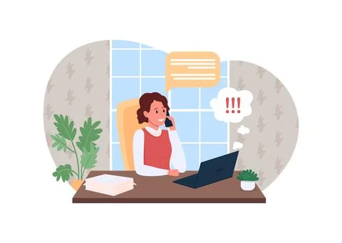 Work phone call 2D vector web banner, poster Stock-Illustration