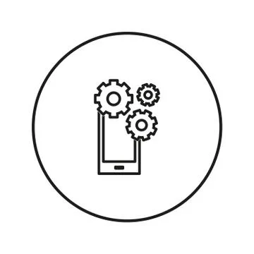 Work phone. Gear. Vector. Icon. Line. A Stock Illustration