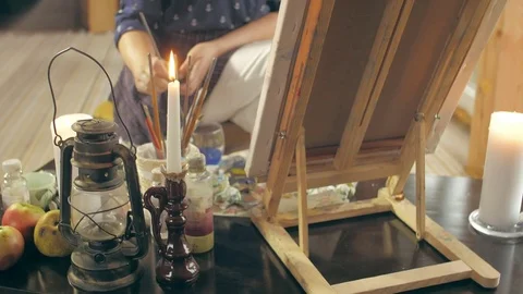 Work on a picturesque picture Video stock 72729888